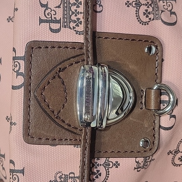 Y2K Vintage Juicy Couture Pink Monogram Brown Leather Duffle Bag Train Case Set - Picture 3 of 16